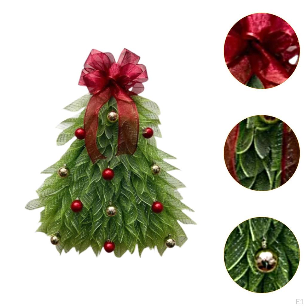 Christmas Tree Wreath with Lights, Artificial Wreath, Xmas Hanging Decoration for