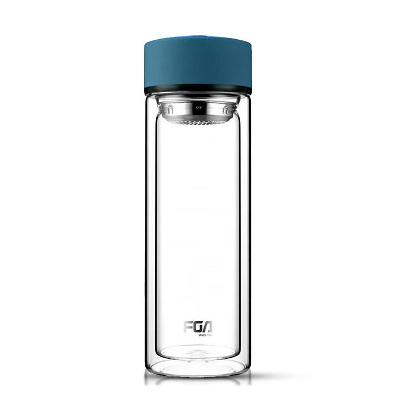 FUGUANG Double-Layer Glass Water Bottle with Filter, 420ml