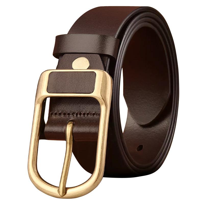 Retro Belt Men'S Leather Casual Business Simple Cowhide Belt Men'S Middle-Aged And Youth Pin Buckle Belt