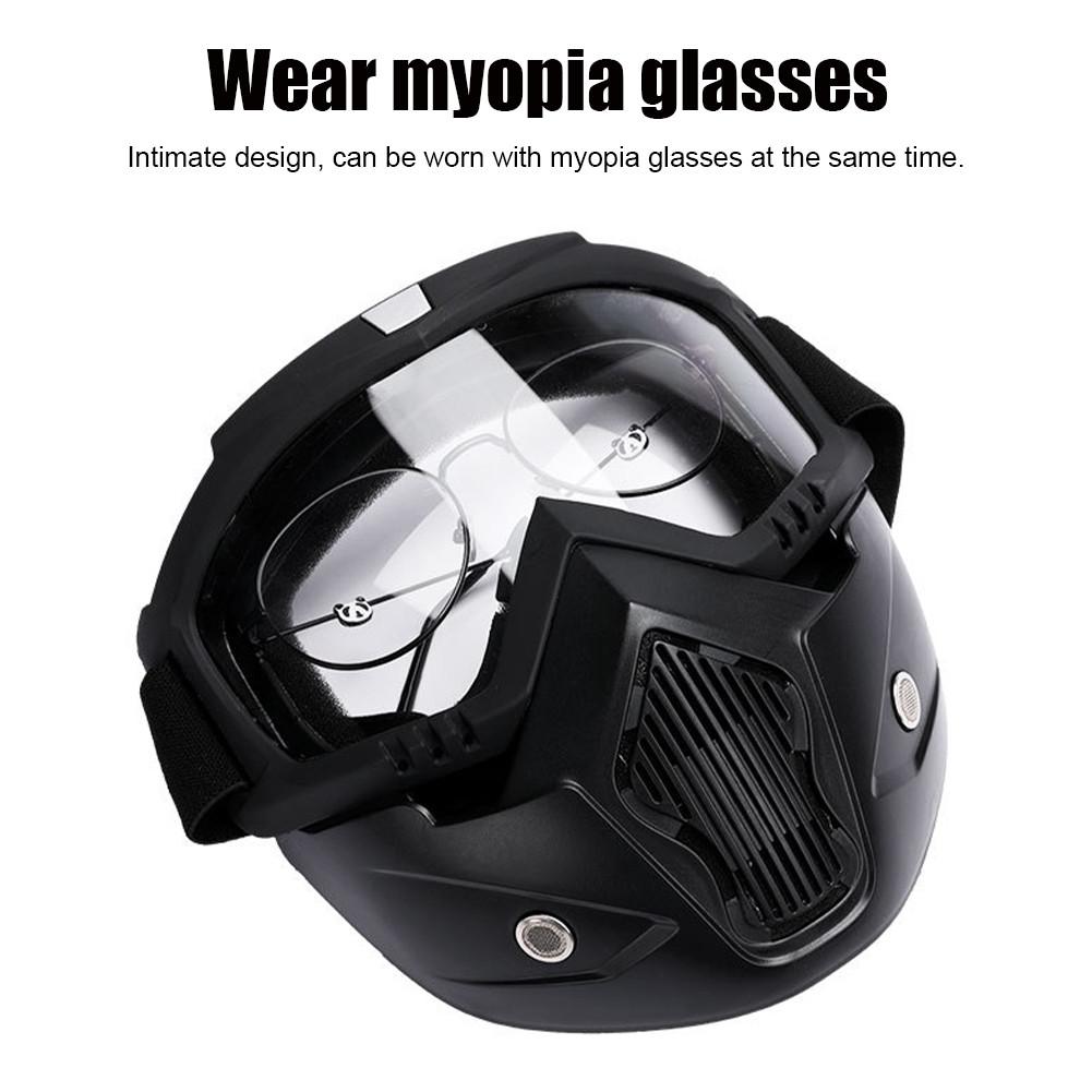 Detachable Motorcycle Mask Goggles Anti-Fog Polarized Lens Riding Eyewear