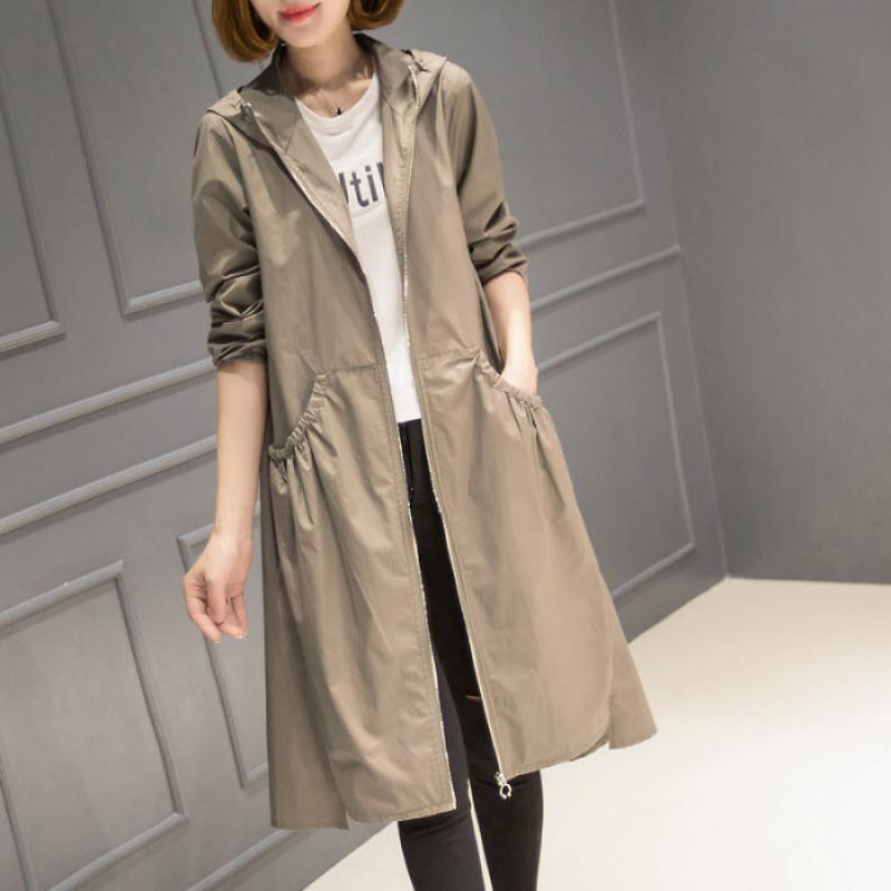 Damen Oversized Kapuzen-Trenchcoat Mittellang Lockerer Schnitt Einfarbig 2025 Stilvolle Lässige Oberbekleidung