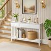 Modern Console Table with 3 Drawers and Open Storage Shelf, Entryway Table Narrow Long Sofa Table Hallway Foyer Table Behind Couch Table, White