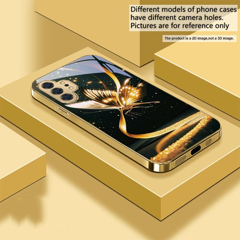 Wickelndes goldenes Licht Für Samsung A 01 52S A04 A05S A10 A12 13 22 23 24 36 42 M02 Note 10 20Ultra 8 9 Goldene Glas-Handyhülle