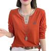 Women Pullovers Casual T Shirts Black Swan V-neck Long-sleeve T-shirt: Slimming, Stylish, and Age-Reducing