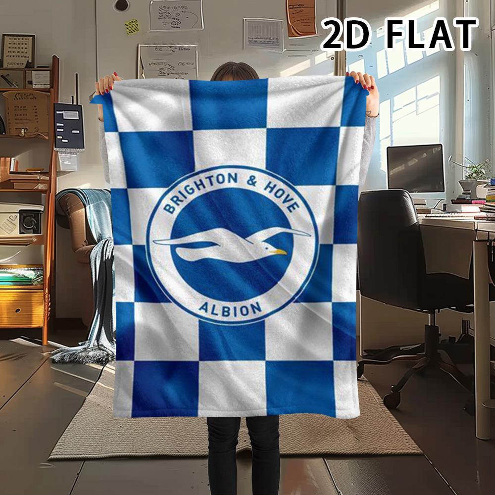 1Pc Brighton Print Flannel Blanket, High quality Comfortable for All Seasons, Home Decor, Warmth and Comfort, Perfect for Christmas Gifts