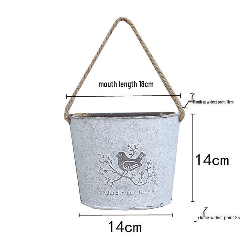 American Country-Style Wrought Iron Wall-Mounted Flower Pot for Creative Dried Flower Decor