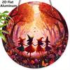 2D Flat Aluminium Halloween Sign with Oil Painting Witchs Pattern - Halloween Figurine Ornaments - Ideal for Front Door, Wall, Porch, Window Decor