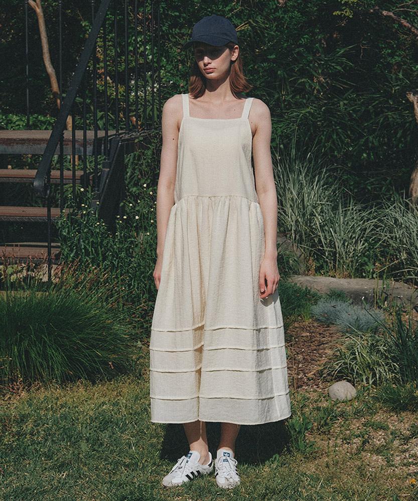 AAU Apron Pintuck Long Dress_Yellow