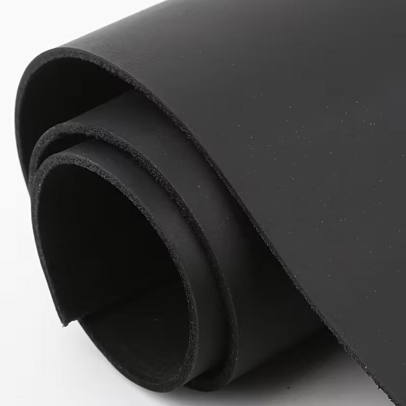 Black stiff plain cowhide 1.8mm thick handmade leather fabric, genuine leather hand account book, wallet leather bag, leather ma