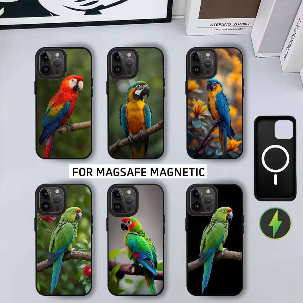 Talking P-Parrot Phone Case For iPhone17,16,15,14,13,12,11 Plus,Pro Max Magnetic For Magsafe Wireless Charging