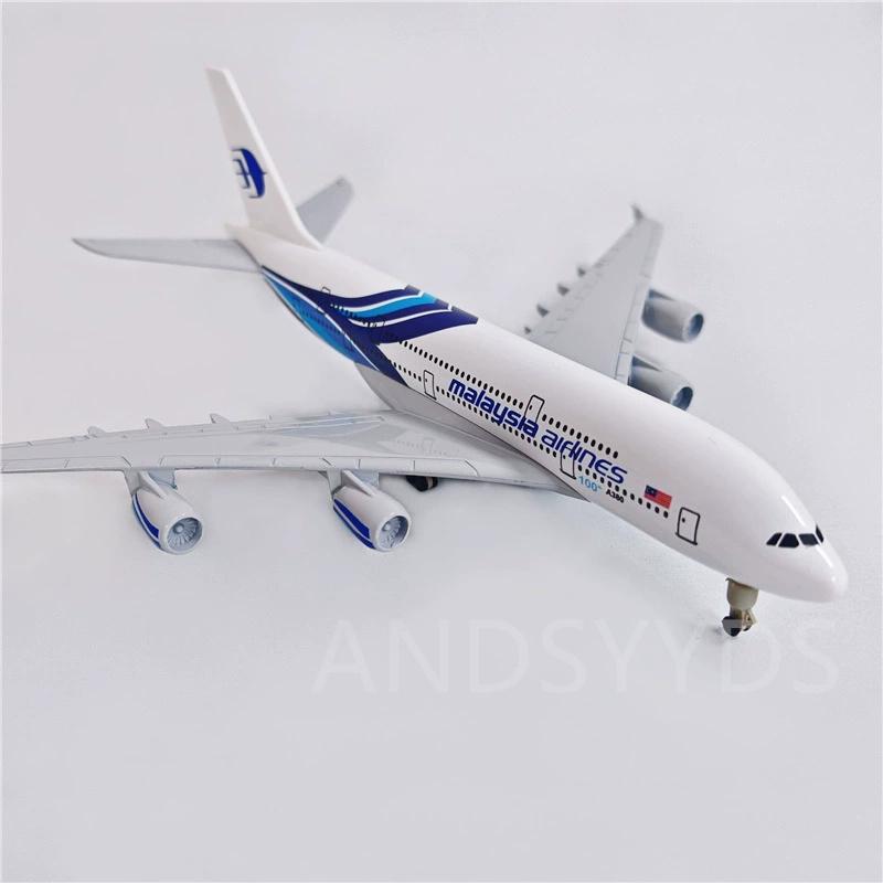 1/400 Scale Malaysia A380 Airlines 20cm Metal Alloy Model Aircraft With Landing Gear Diecast Plane Display Home Decorative
