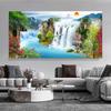 Wasserfall Sonnenuntergang Landschaft Leinwandmalerei See Vogel Poster und Drucke Cuadros Wald Wandkunst Bild für Wohnzimmer