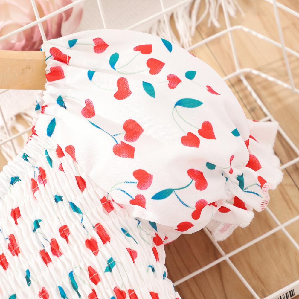 Dziewczęca sukienka codzienna z bufiastymi rękawami, sukienki księżniczki z nadrukiem dla dzieci, ubrania letnie