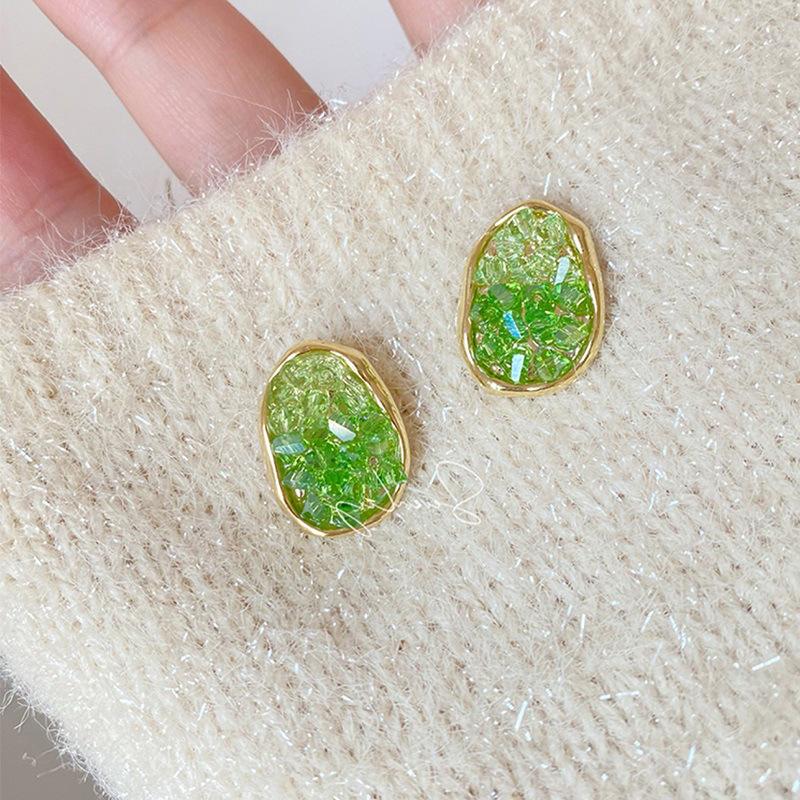 

Серьги-пусеты из серебра 925 пробы с морским кристаллом - Новый нишевый дизайн высокого класса 2025 для женщин зелёный