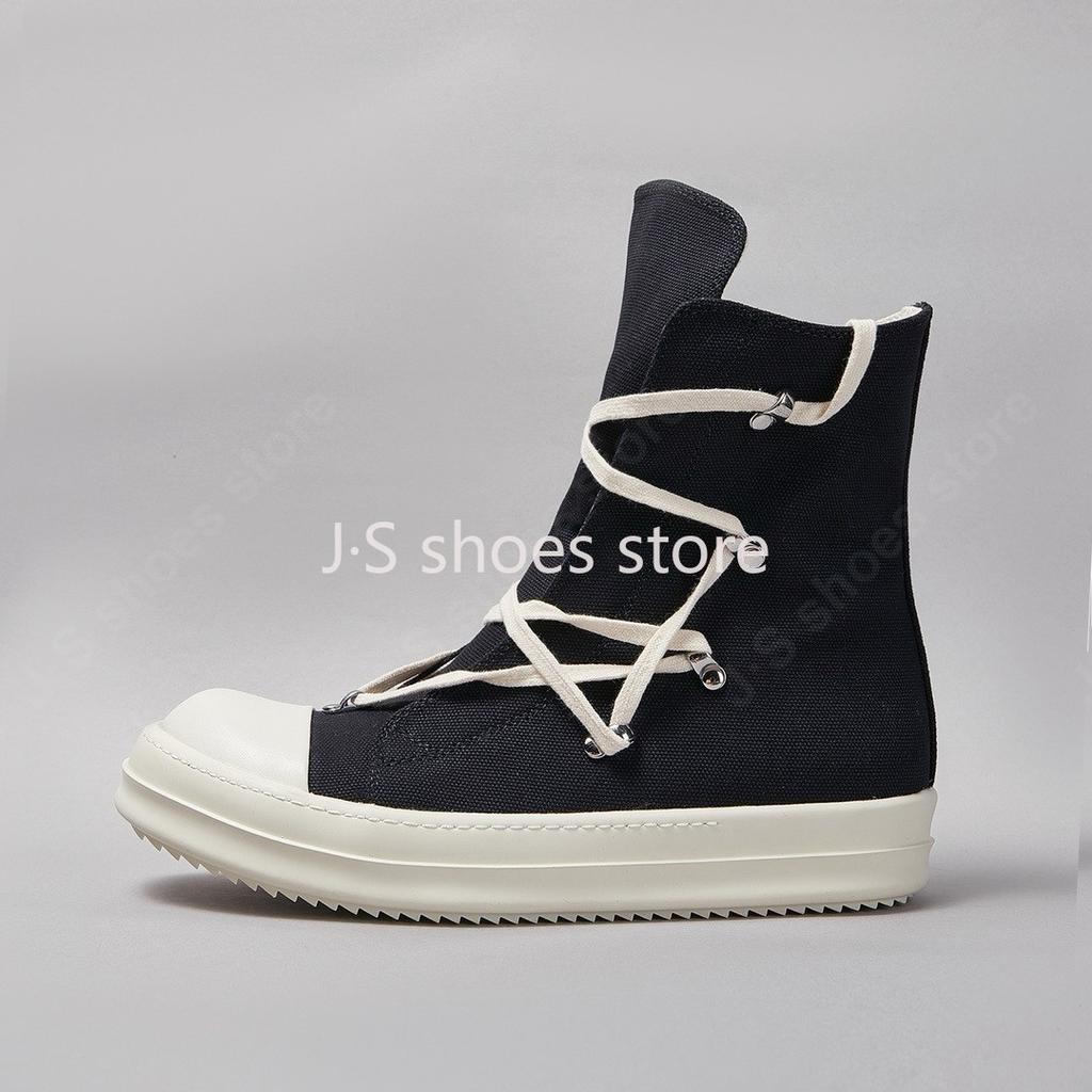 R-o Luxury Sneakers Black Canvas Boot High Top Shoe Men Casual Shoes Classic Design Zipper Women Sneaker Thick-Sole Ankle Boots