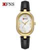 Oufanni Women's Vintage-Style Diamond-Inlaid Oval Mother-of-Pearl Watch - Waterproof Quartz with Light Luxury Appeal