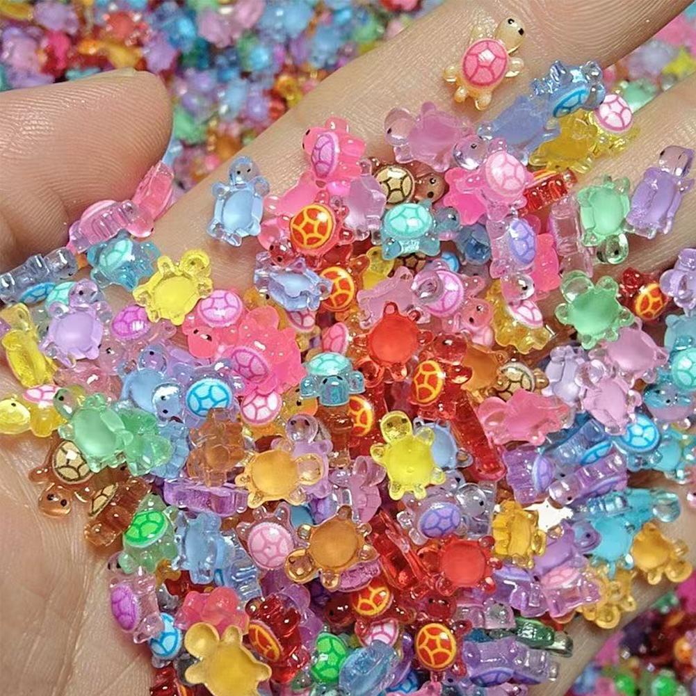 100Pcs Luminous Mini Resin Turtles Glow In The Dark Cute Tiny Turtles Mini Turtle Ornaments Micro Landscape Home Decoration Gift