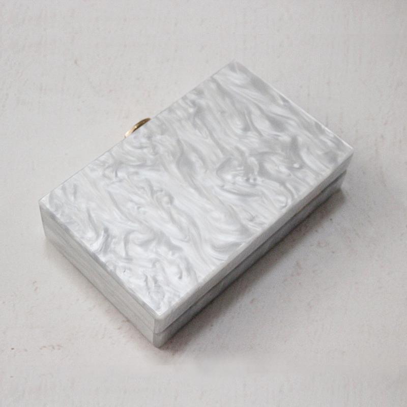 New Fashion Accessory Women Cute Bag Acrylic White Solid Night Dinner Handbag Woman Wedding Evening Bag Trendy Party Clutch Purse