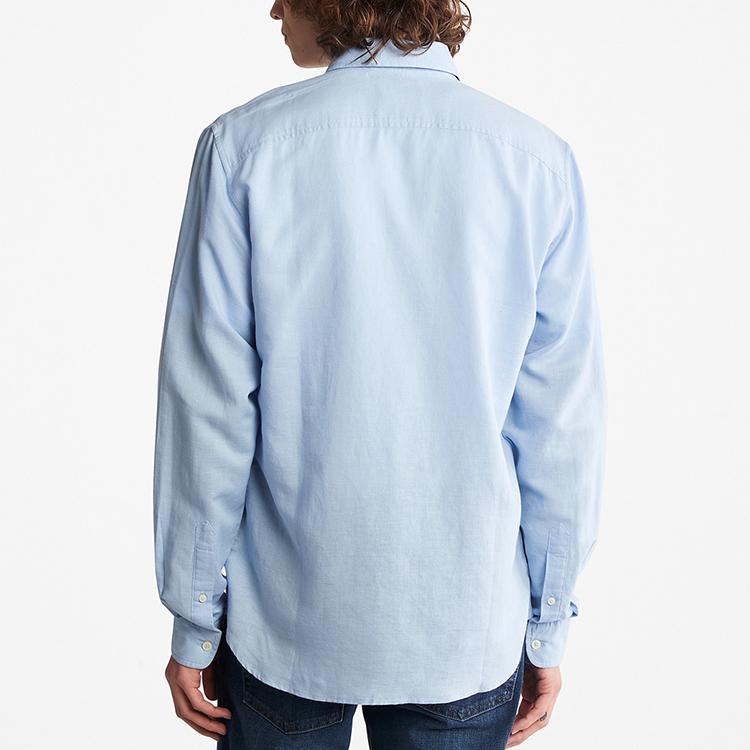 Timberland Outdoor Baumwolle Leinen Atmungsaktiv Einfarbiges Poloshirt Herren Hemden Himmelblau A24WR-940