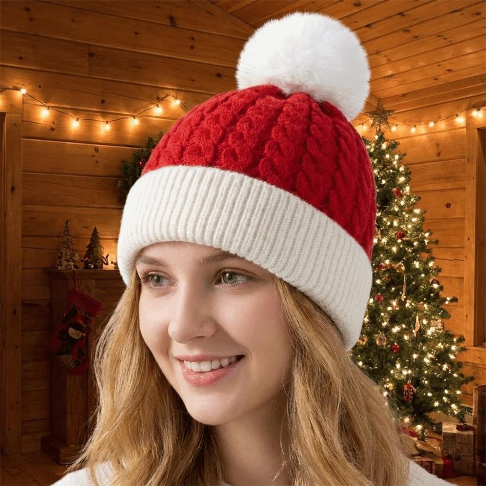 Merry Christmas Hat Christmas Knitted Hat Warm Striped Hat All-match Santa Beanie Hat  Outdoor