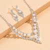 3pcs Wedding Women's Fashion Zircon Set Pearl Rhinestone Earrings Necklace Luxury Party Accessories