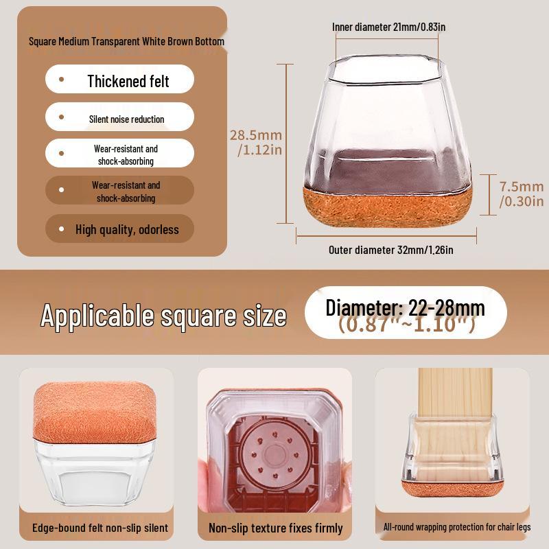 Reinforced Non-Slip Silent Chair and Table Leg Covers with Wear-Resistant Foot Pads