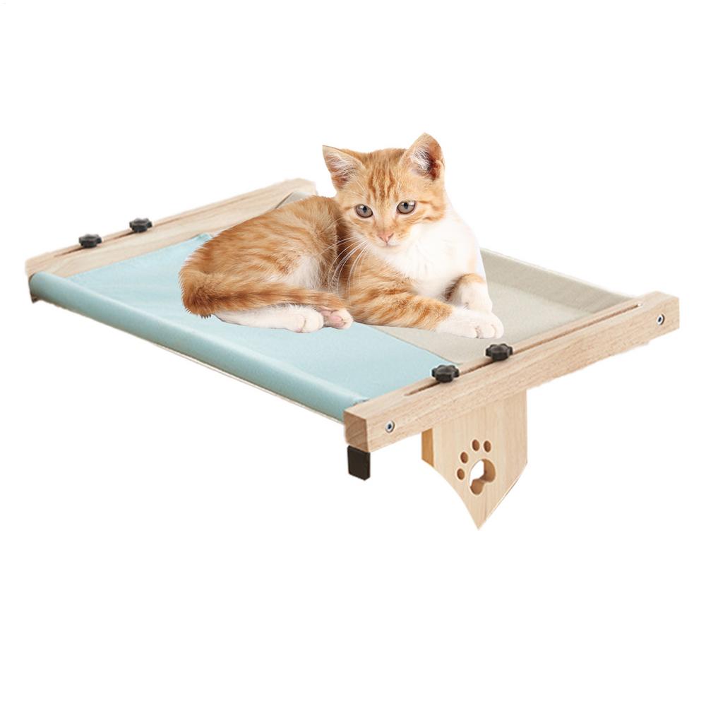 Cat Perch For Indoor Cats Wooden Cat Resting Lounger Adjustable Cat Windowsill Nest Cat Hammock Seat With Cushioned Bed Cover