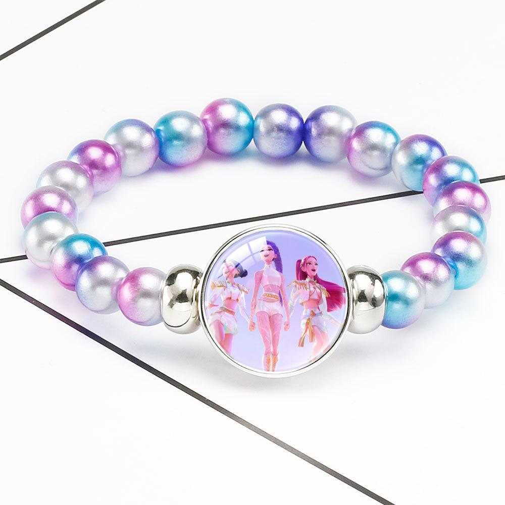 Gradual Change Beaded Bracelet Rumi Zoey Mira Embedded Crystal Bracelet Hidden Buckle Removable Elastic Jewelry