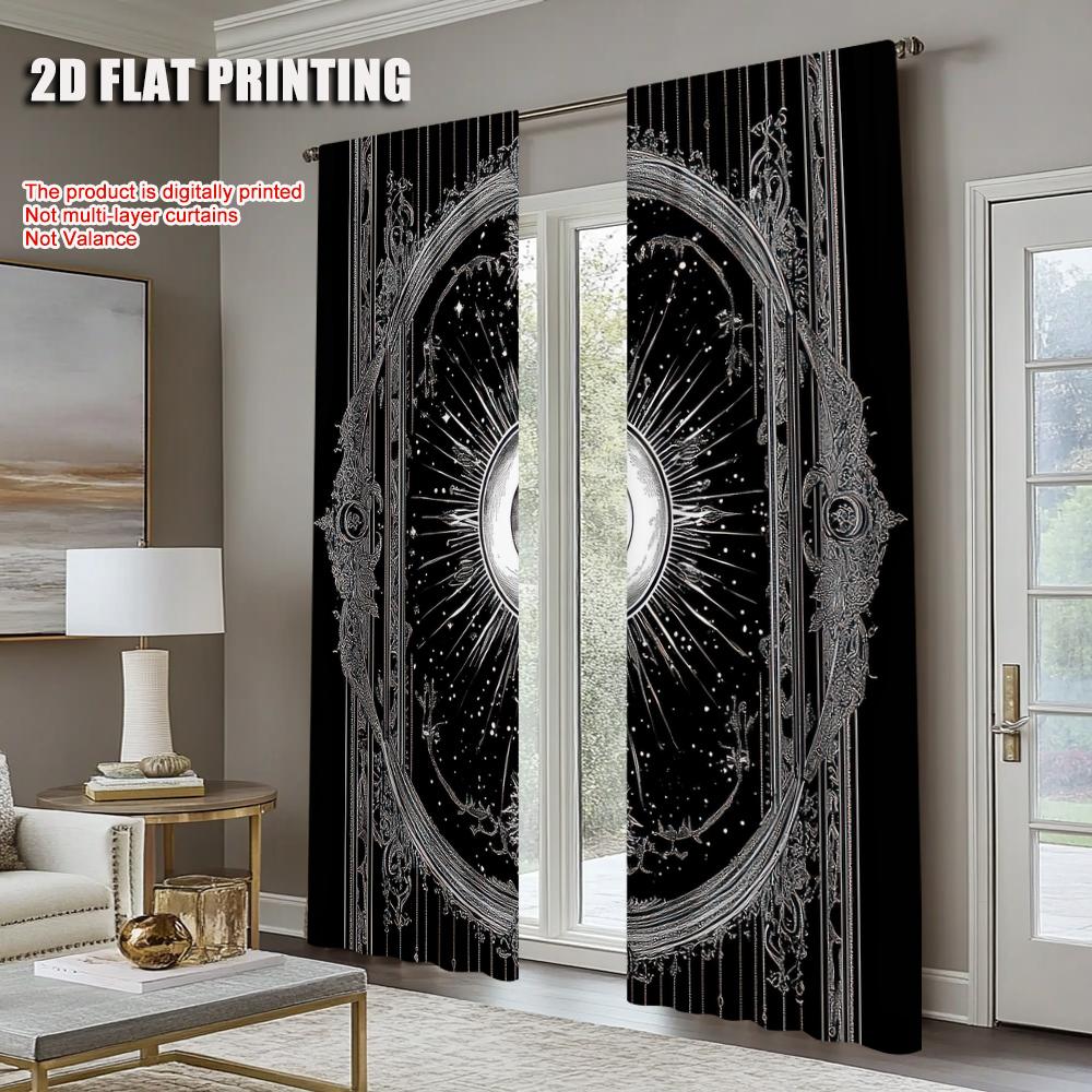 2Pcs Sun Constellation Darkening Curtain Gothic Boho Blackout Curtains For Living Room Bedroom Home Decor
