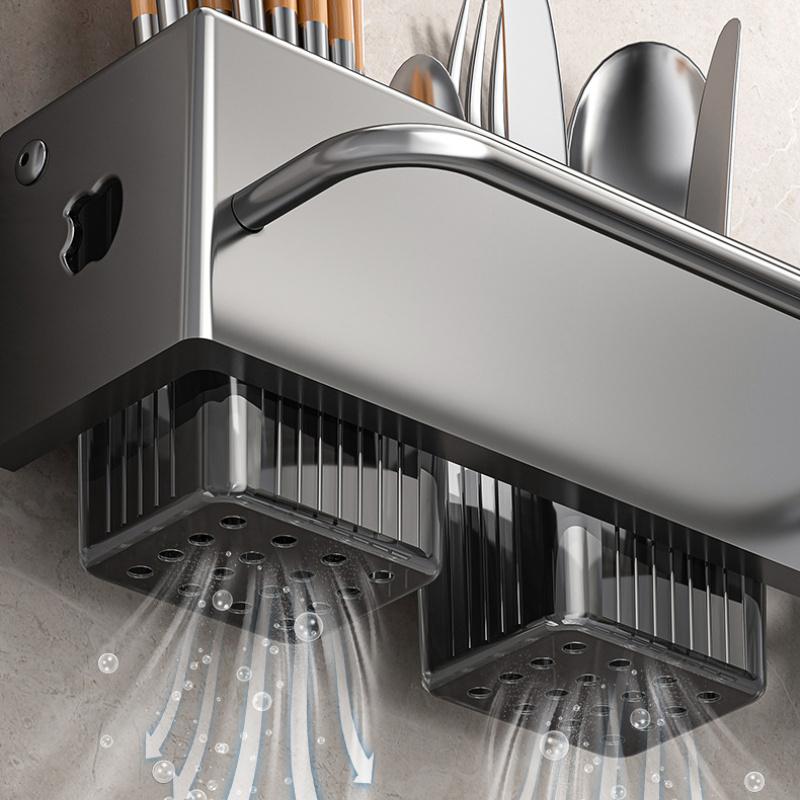 Suport de bucătărie montat pe perete - Design care economisește spațiu pentru linguri, cuțite, furculițe și bețișoare pliabile - Suport de bucătărie durabil, suport pentru ustensile