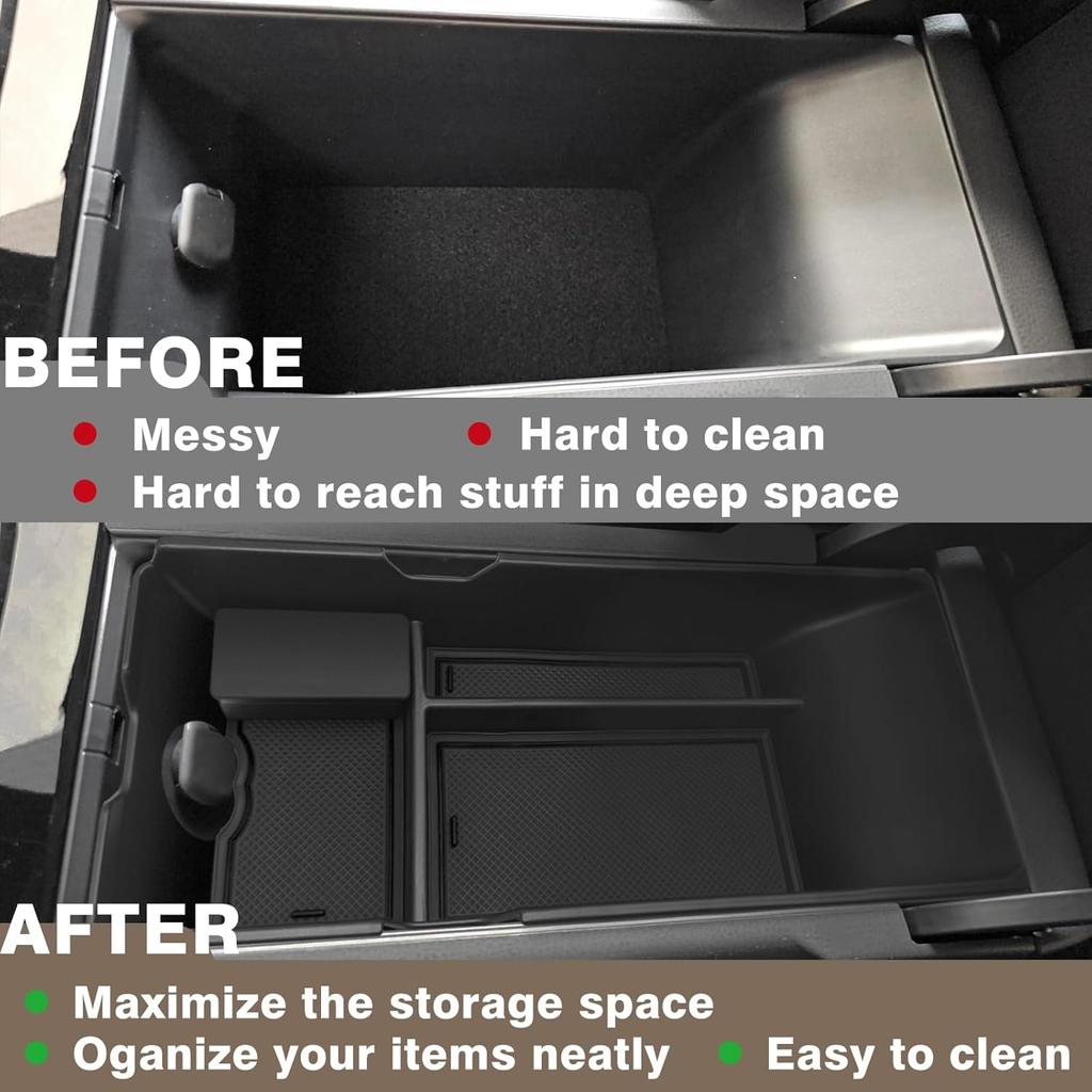 Muslogy Center Console Organizer Compatible with 2025 Toyota Camry LE SE XLE XSE Accessories Middle Storage Box with Removable Coin Holder Insert