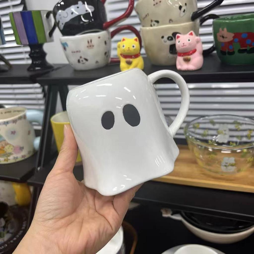 Halloween Mugs, Ceramic Cup, 3D Hand Painted Design, Large Capacity, Personality, Cartoon, Skull, Fashion Drinkware