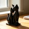 3D Printed Cat Figurine, 2 Cats Intertwining Sculpture, Modern Black Cat Statue for Home, Living Room, Office Desk, Shelf Decor