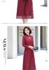 Refined Long-Sleeve Embroidered Two-Piece Dress for Middle-Aged Women – Perfect for Weddings and Banquets