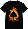 Flaming Spade Poker T Shirt Fire Card Suit Casino Gambling Graphic Tee