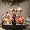 Christmas Tree Ornaments 2 Piece Wooden Pendant With Light Gingerbread House Christmas Tree Pendant For Holiday Party Supplies