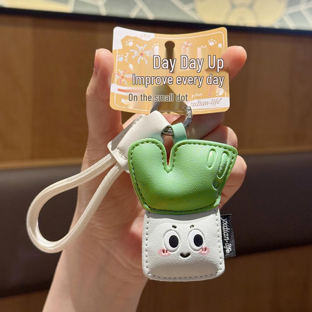 Genuine Leather Mushroom Pendant Keychain: Customizable Couple Gift.