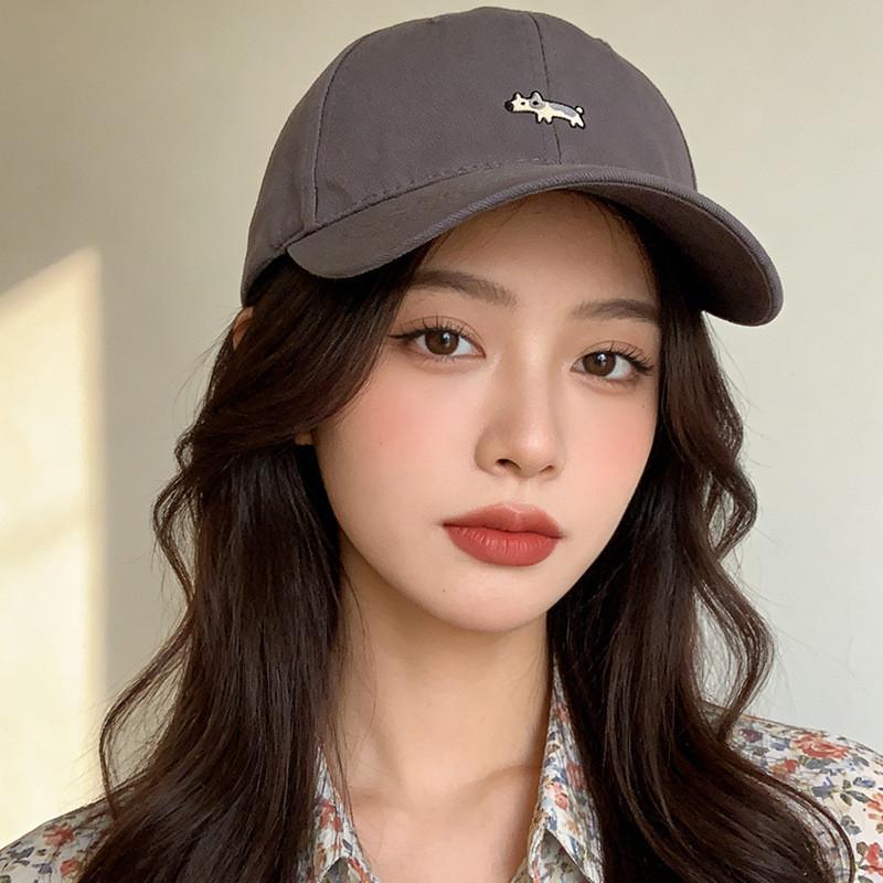 Classic Dog Embroidered Baseball Cap With Wide Brim For Sun Protection And Casual Wear