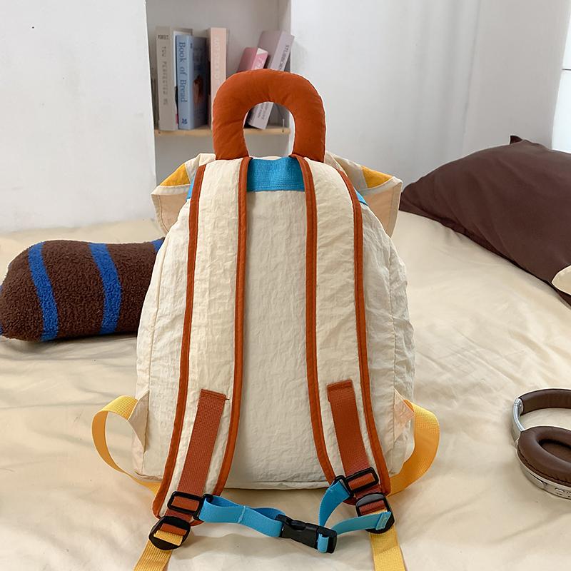 Contrast Color Backpack Stitching Student Schoolbag Women's Lightweight Backpack