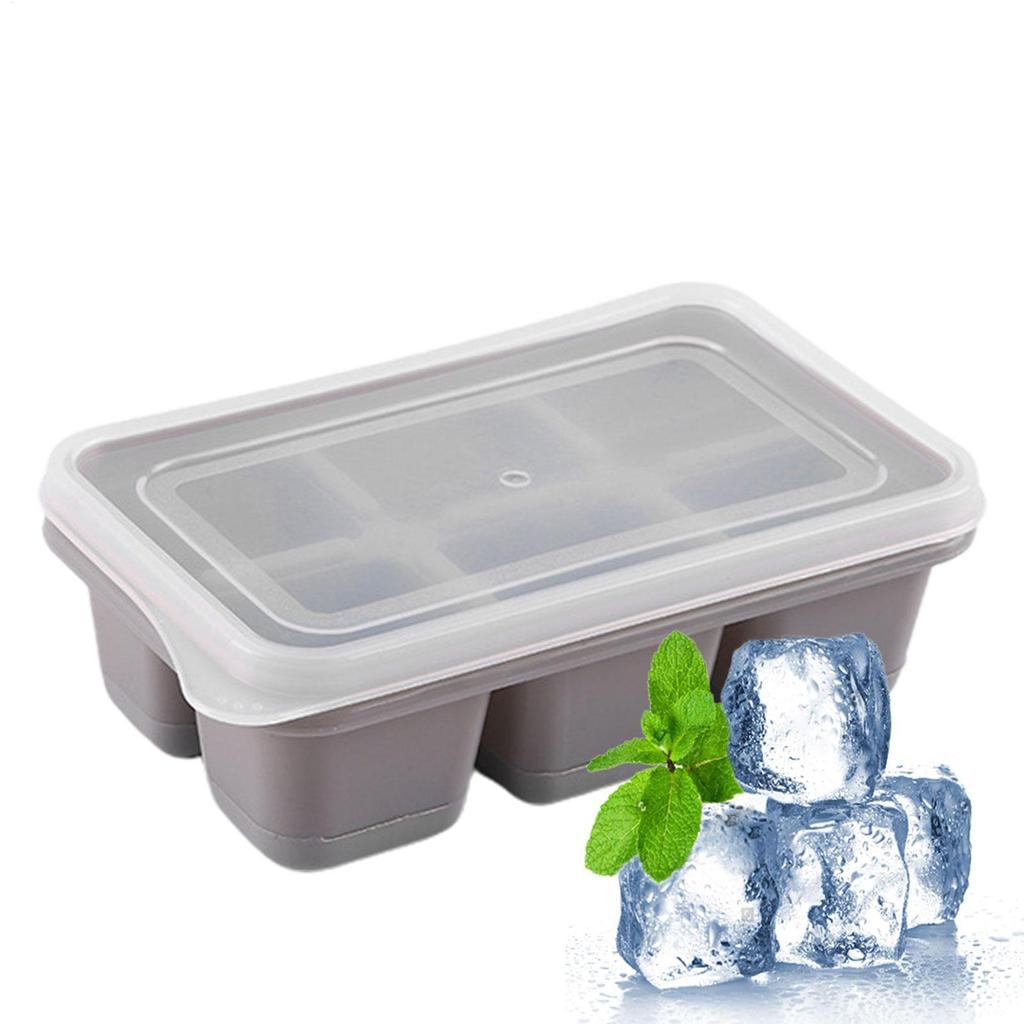 Große Eiswürfelform mit Deckel Silikon Quadratische Eiswürfelform für Whiskey Cocktails Bourbon Suppen Leckereien