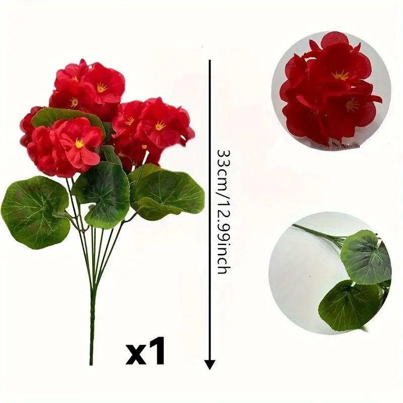 

Red Artificial Geranium Fake Flowers Realistic Plastic UV Resistant Indoor Outdoor Home Garden Wedding Easter Mother s Day Decor