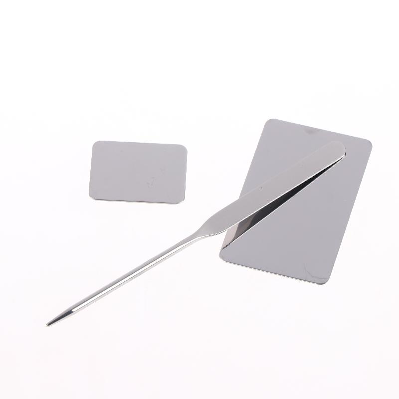 Premium Stainless Steel Makeup Palette 2Pcs Set with Rod Smooth Surface for Personal Daily Cosmetic Mixing