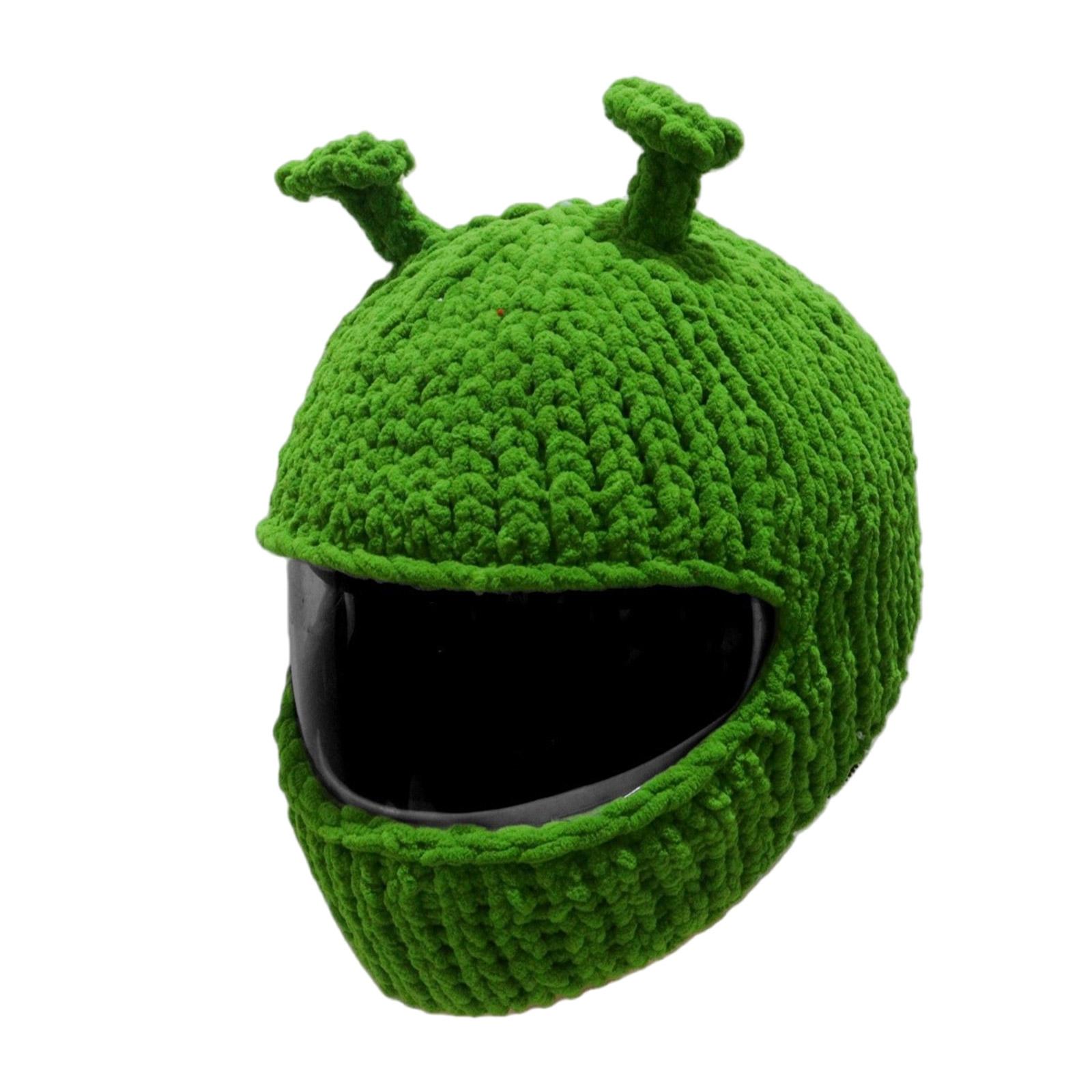 

Панк Рога Дьявола Чехол для Мотоциклетного Шлема Плюшевый Мультяшный Вязаный Защитный Чехол для Шлема для Приятной Езды Сноубординга зелёный