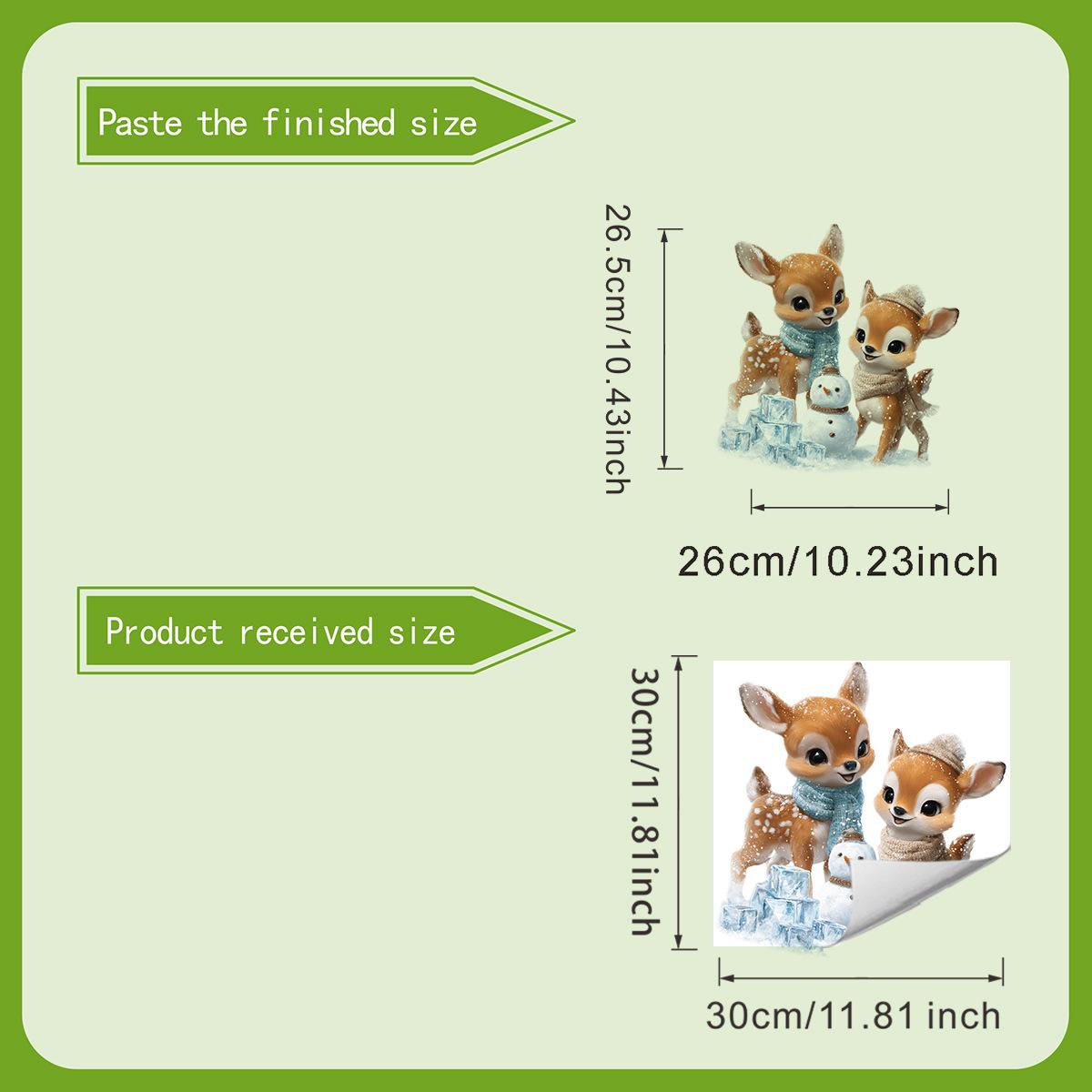 

Christmas Cartoon Deer Snowman Fully Transparent Double-sided Visible Glass Home Decoration Stickers 30*30cm