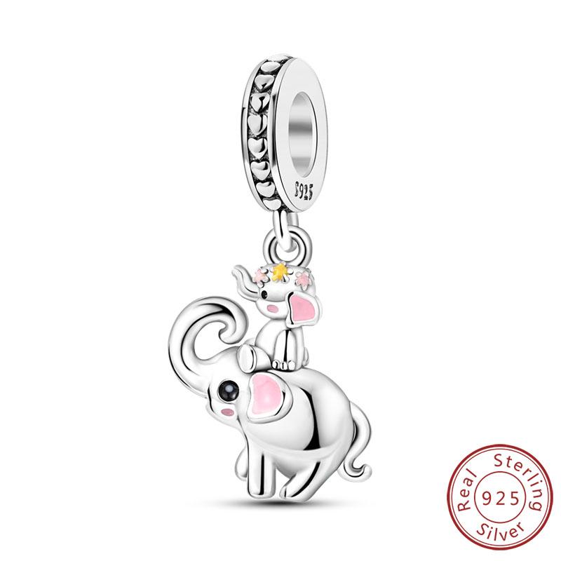 Original Charms Perlen Anhänger Kupfer Vintage Muster Elefant Charms Passend für Armband Anhänger Damen Feiner Schmuck Geschenk
