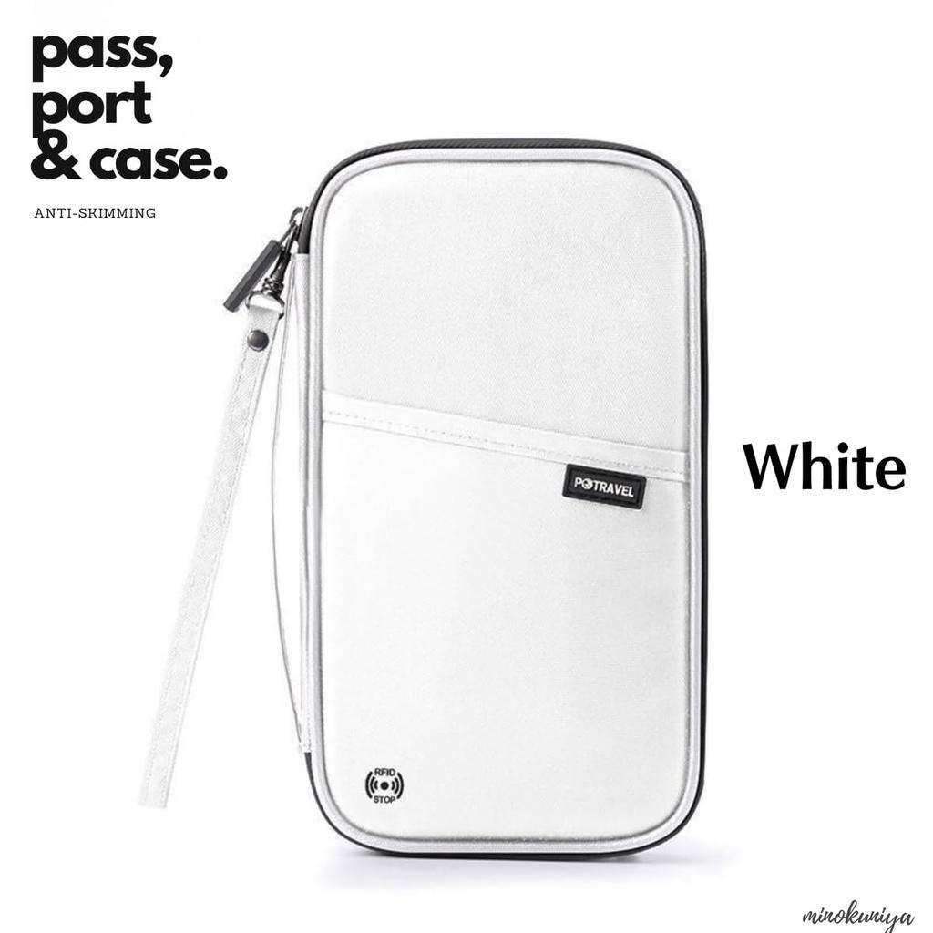 Passport Case Mini Ballpoint Travel Pouch for International Travel and Airline Tickets (with Pen), Anti-Skimming Cover, Multi-Purpose (White)