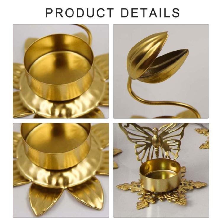 Candle Holder Metal Candlestick Unique Geometric Flower Desk Candlelighting Stand For Sophisticated Home Decoration