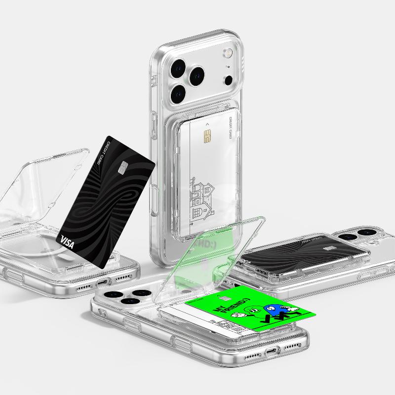 Für Telefon Magsafe Transparente Hülle Magnetischer Ständer Halter Geldbörse 2 Kartenfächer Doppelter Starker Magnet Stoßfeste Handyhülle