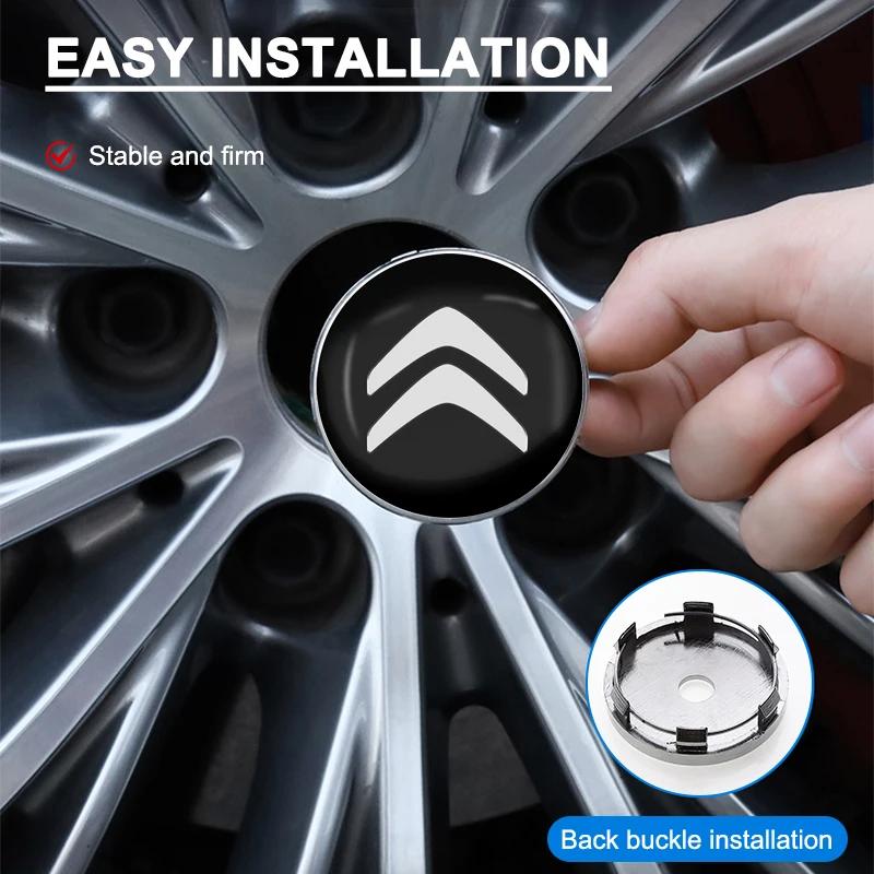 4pcs Car Wheel Hub Center Badge Caps Rims Series Wheel Covers Stickers For Citroen C2 C3 C4 C5 C6 C1 DS3 DS4 DS5 DS7 C4l Picasso