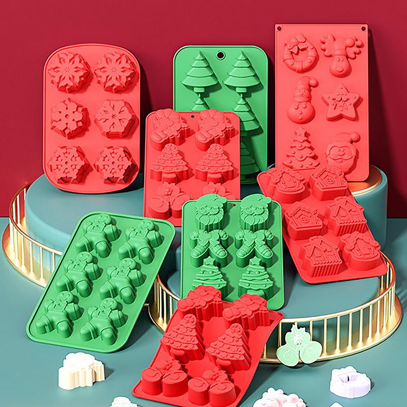 Chocolate Mold Christmas Crutch Silicone Festive Bakeware Diy Candy Fudge Ice Jelly Cake Decor Bakeware Mold